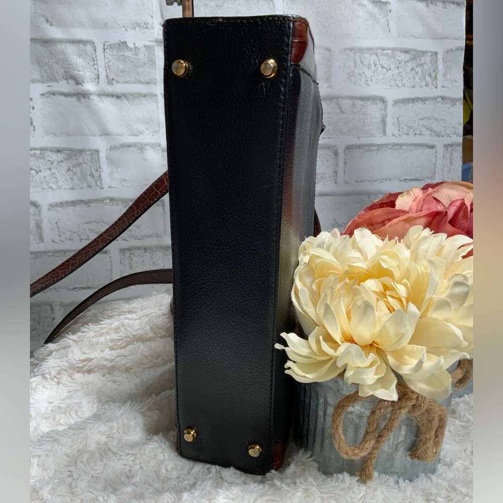Bally Black and Brown Croc-Embossed Shoulder Bag - Picture 3 of 4